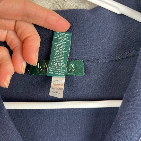 Vintage Lauren Ralph Lauren Blue Nightie Sz Medium with Pockets Monogrammed - Picture 7 of 14